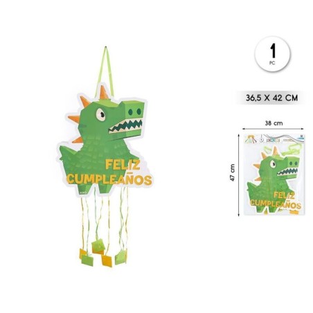 Piñata dinosaurio feliz cumpleaños 37x42 cm 8433584925650 92565