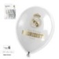 Globos blancos Felicidades madridista Real Madrid oficial 6 uds 30 cm