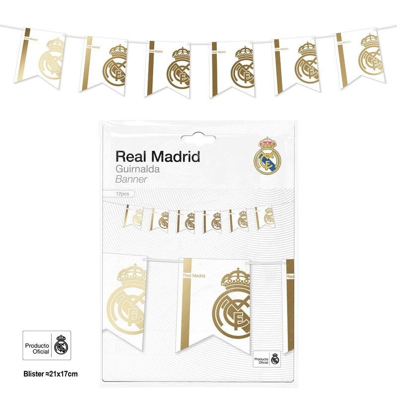 Guirnalda banderas Real Madrid oficial escudo oro