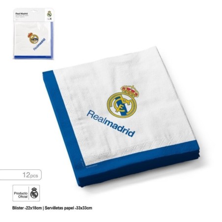Servilletas Real Madrid oficial blancas 12 uds 33 cm 8447196340273 RM34027EF
