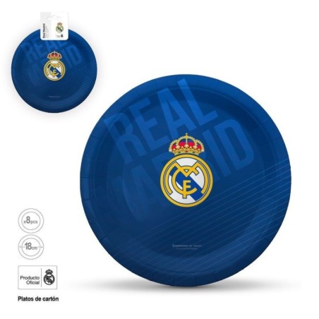 Platos Real Madrid oficial cumpleaños azules 8 uds 18 cm 8447196340778 RM34077EF