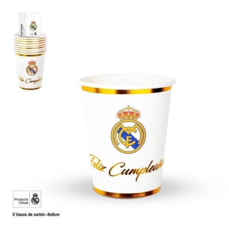 Vasos Real Madrid oficial cumpleaños blanco oro 8 uds 8447196346534 RM34653EF