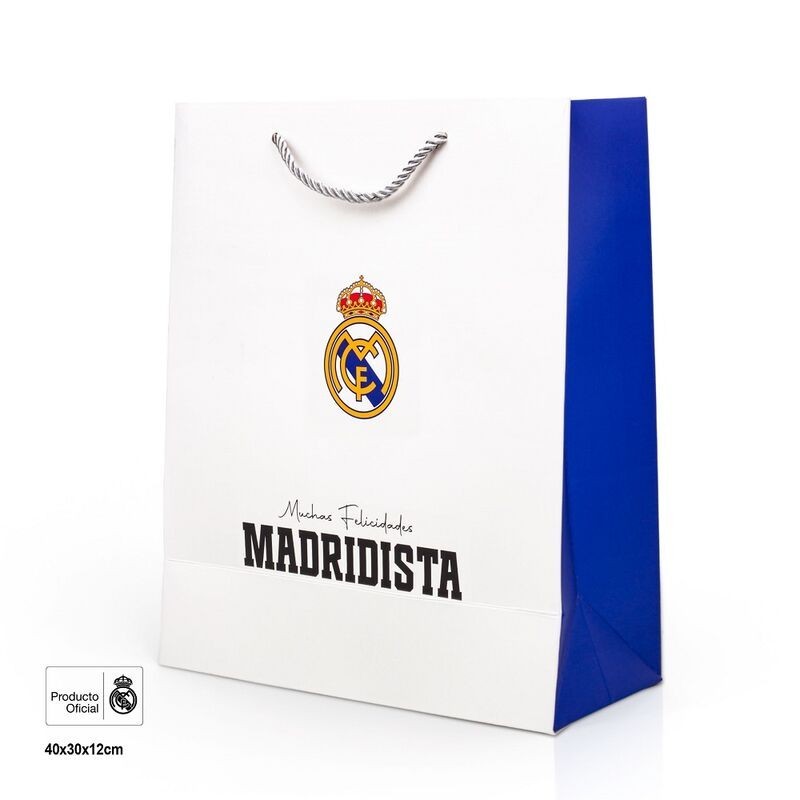 Bolsa regalo Real Madrid oficial Felicidades Madridista 30x12x40 cm