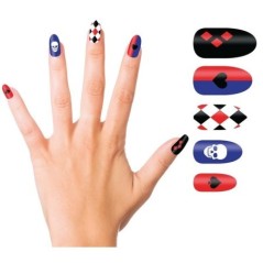 Uñas con pegamento arlequina Harley quinn 8434077158661 15866