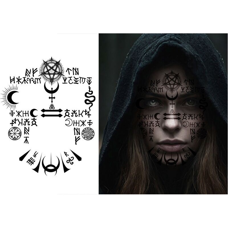 Tatuajes cara satanicos ocultismo 30x13 cm
