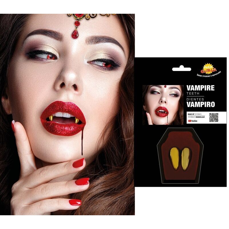 Colmillos vampiro oro con termoplastica