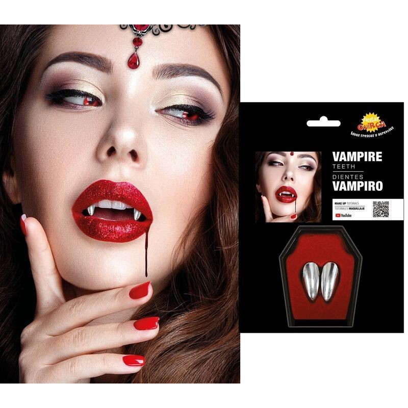 Colmillos vampiro plata con termoplastica