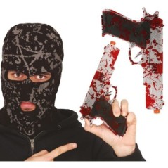 Pistola plata con sangre de juguete 24 cm 8434077293546 29354
