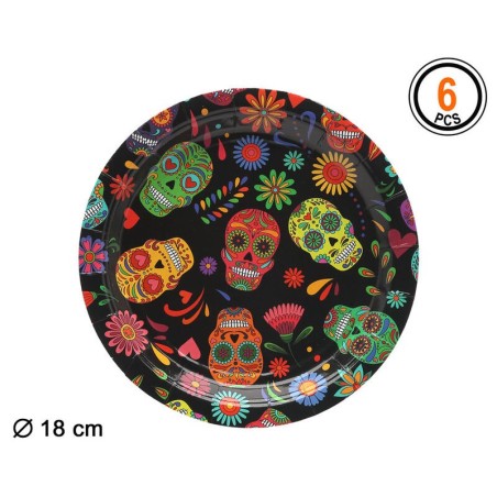 Platos catrina muerte mexicana 6 uds 18 cm 8422259798286 79828AT