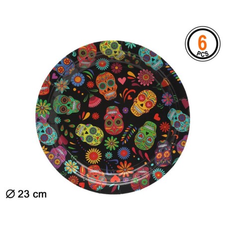 Platos catrina muerte mexicana 6 uds 23 cm 8422259798293 79829AT