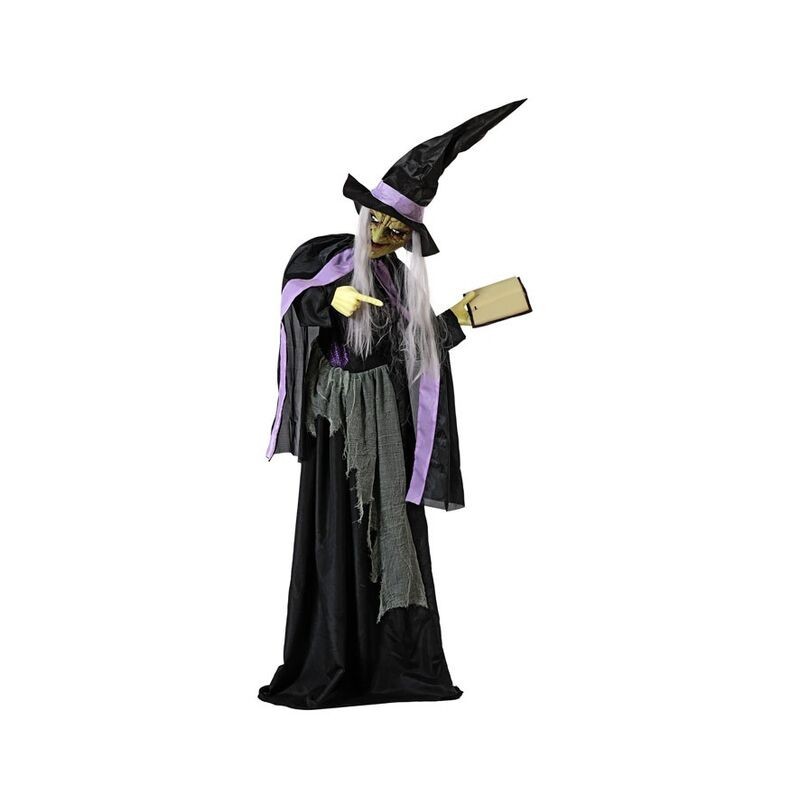 Figura Bruja con pie 183 cm con luz sonido y movimiento