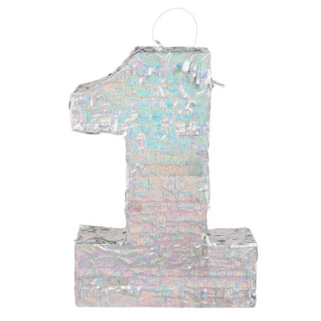 Piñata numeros plata romper 40x28x8 cm