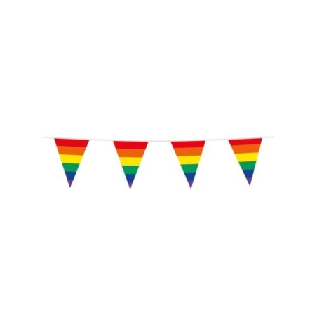 Banderin triangular arcoiris 10 mt orgullo-Tus Disfraces baratos