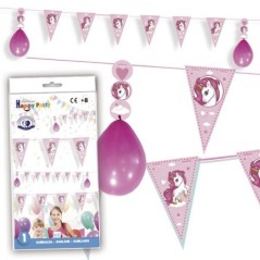 Banderin triangular unicornios decoracion fiesta-Tus Disfraces baratos