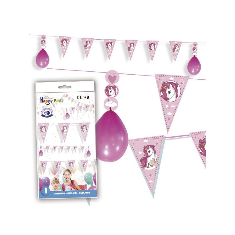 Banderin triangular unicornios decoracion fiesta