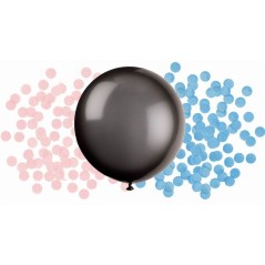 Globo negro 24" con confeti rosa y azul sexo bebe-Tus Disfraces