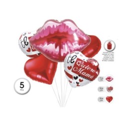 Globos dia de la madre labios y corazones 5 uds-Tus Disfraces baratos