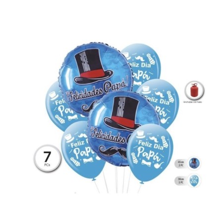 Globos dia del padre felicidades papa 7 uds-Tus Disfraces baratos