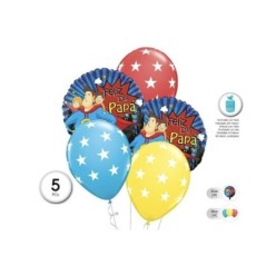Globos dia del padre feliz dia papa superheroe 7 uds-Tus Disfraces