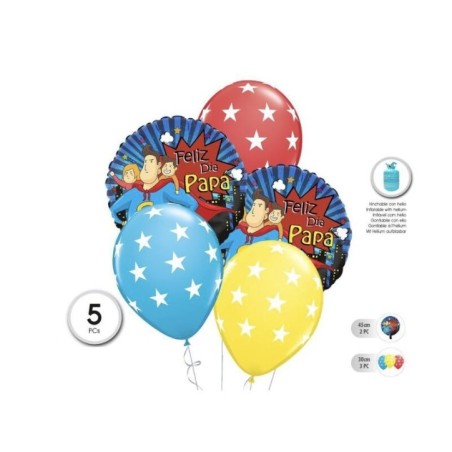 Globos dia del padre feliz dia papa superheroe 7 uds-Tus Disfraces