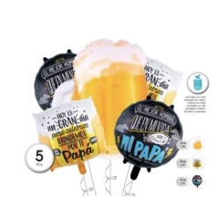 Globos dia del padre frases emotivas y cerveza 5 uds-Tus Disfraces