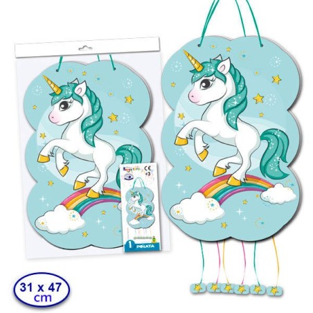 Piñata unicornio azul 31X47 CM-Tus Disfraces baratos