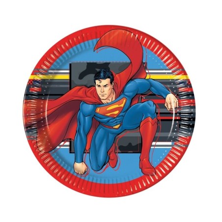 Platos Superman para cumpleaños 8 ud 23 cm-Tus Disfraces