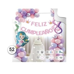 Set globos fiesta sirena 52 piezas-Tus Disfraces baratos