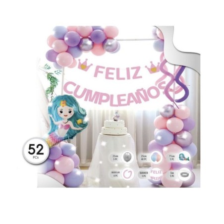 Set globos fiesta sirena 52 piezas-Tus Disfraces baratos
