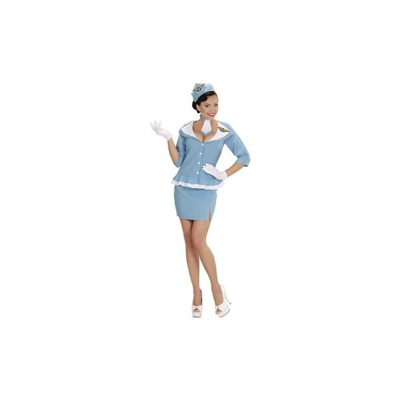 Disfraz azafata de vuelo retro azul talla l