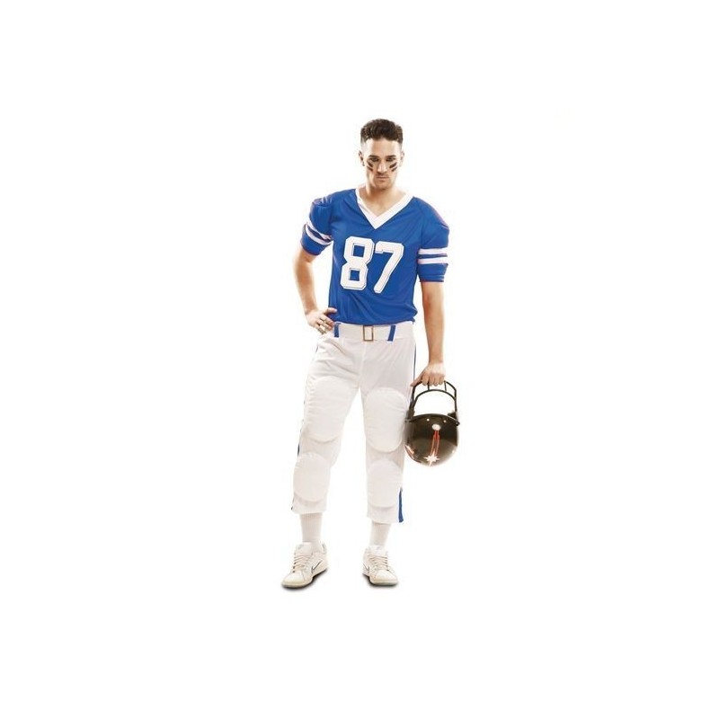 Disfraz jugador de rugby azul para hombre