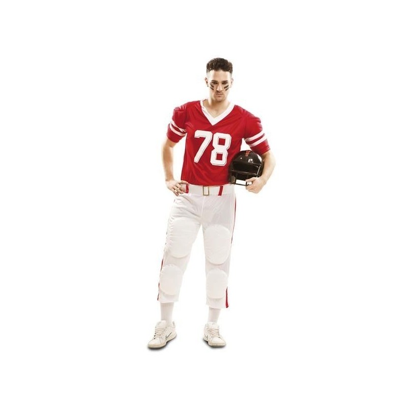 Disfraz jugador rugby rojo futbol americano hombre