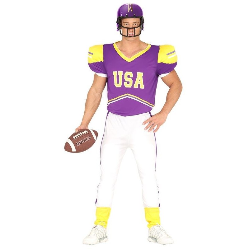 Disfraz Quaterback morado futbol americano hombre