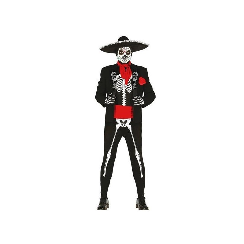 Disfraz esqueleto muerte mejicana hombre