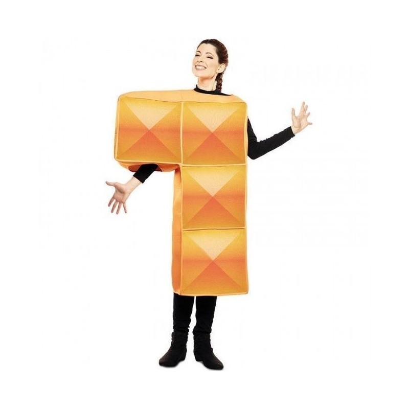 Disfraz pieza de tetris L naranja adulto