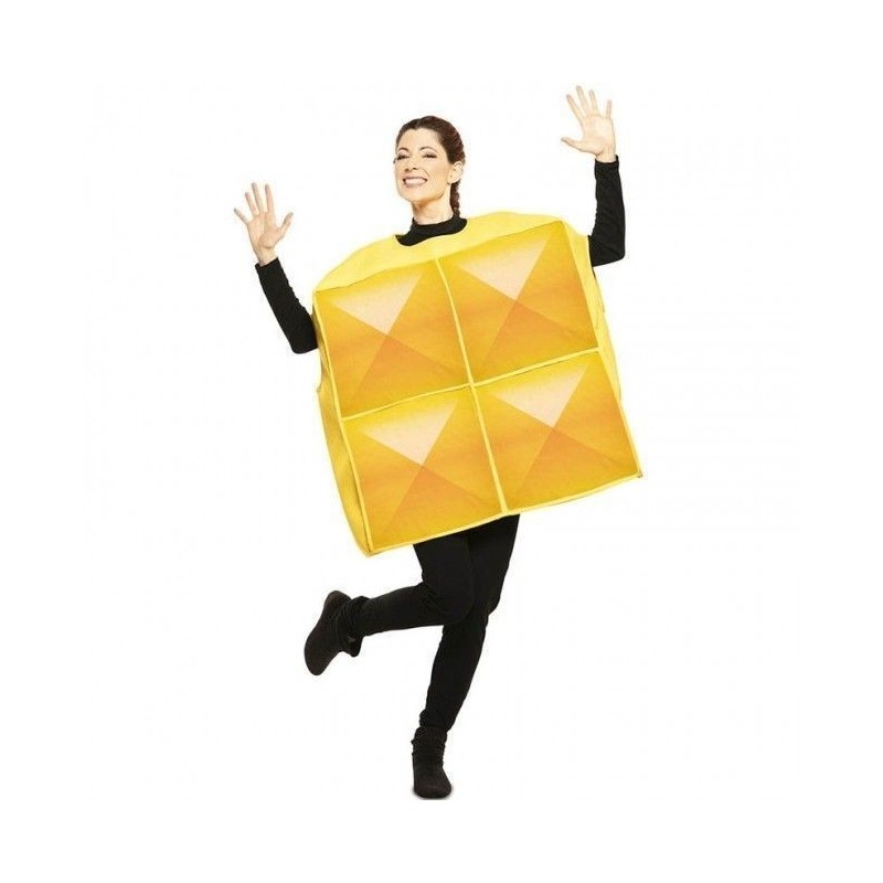 Disfraz pieza de tetris cuadrado amarillo adulto