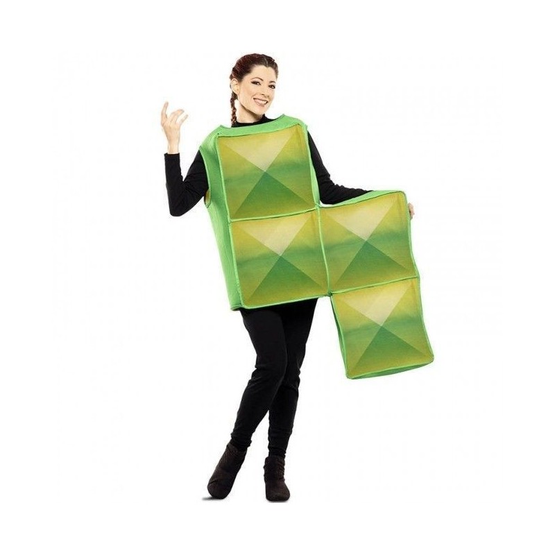Disfraz pieza de tetris S verde adulto