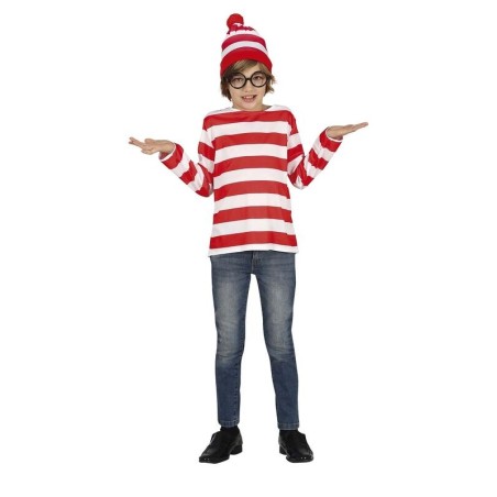 Camisa y gorro rayas blancas y rojas wally tallas infantil 8434077777794 77779