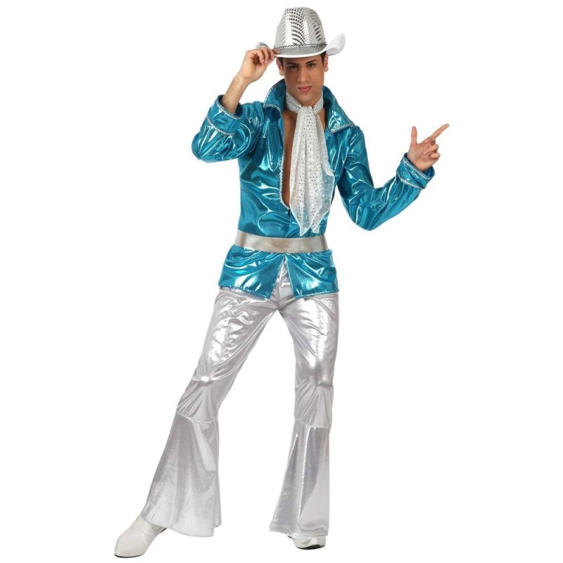 Disfraz disco dancer azul años 70 para hombre