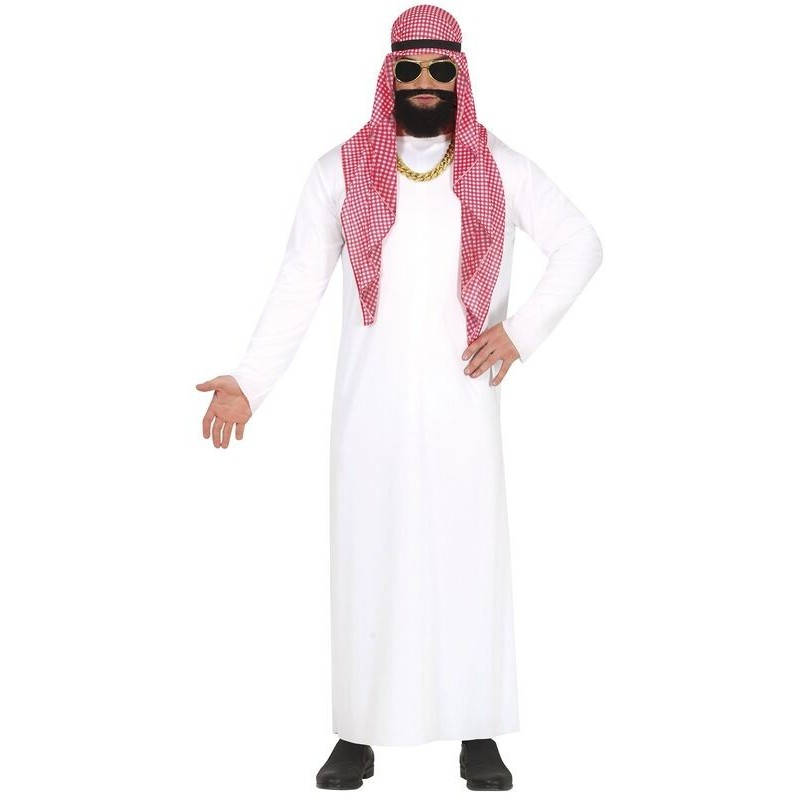 Disfraz Jeque arabe blanco y rojo tallas