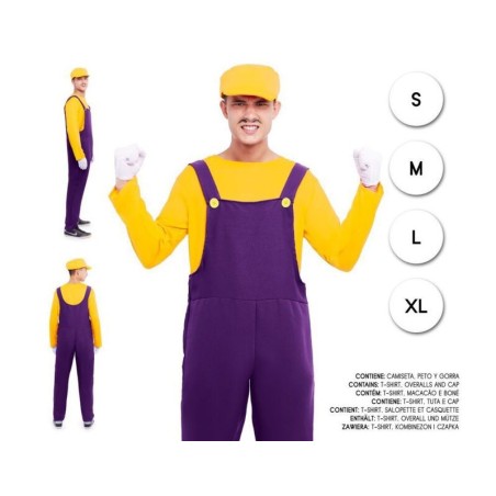 Disfraz fontanero morado tallas adulto 8433584273942 27394