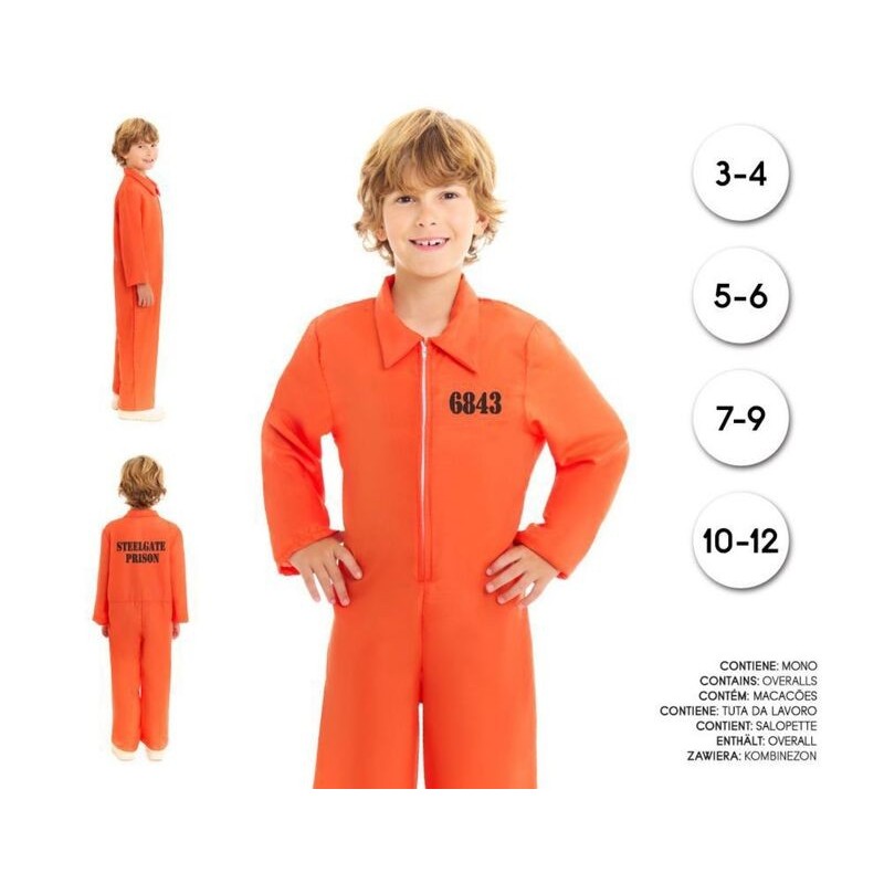 Disfraz preso naranja USA infantil tallas