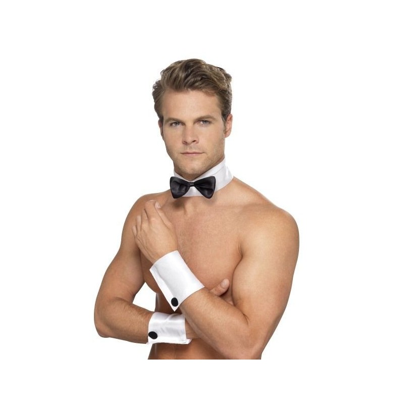 Kit gigolo stripper muñequeras y cuello pajarita