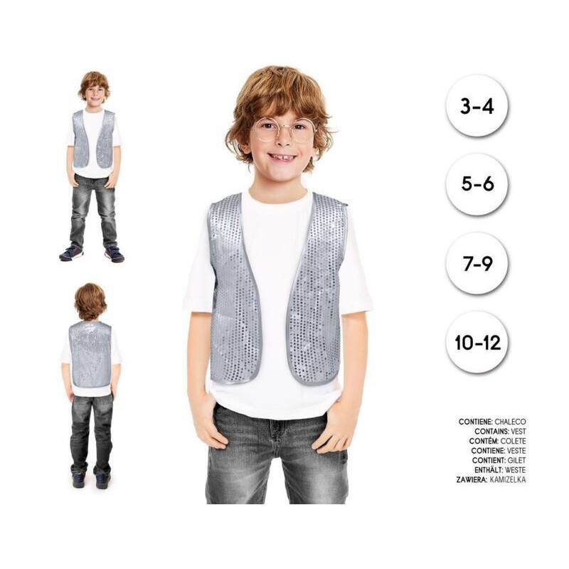 Chaleco lentejuelas plata infantil niño tallas