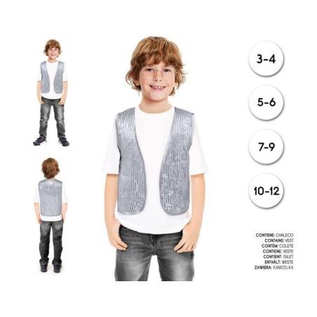 Chaleco lentejuelas plata infantil para nino tallas 8433584323920 32392