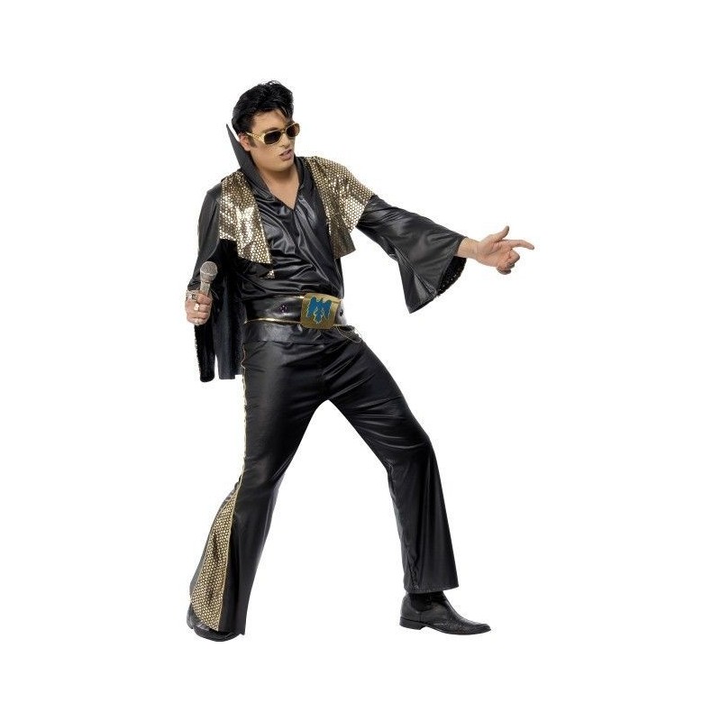 Disfraz Elvis negro y oro original hombre