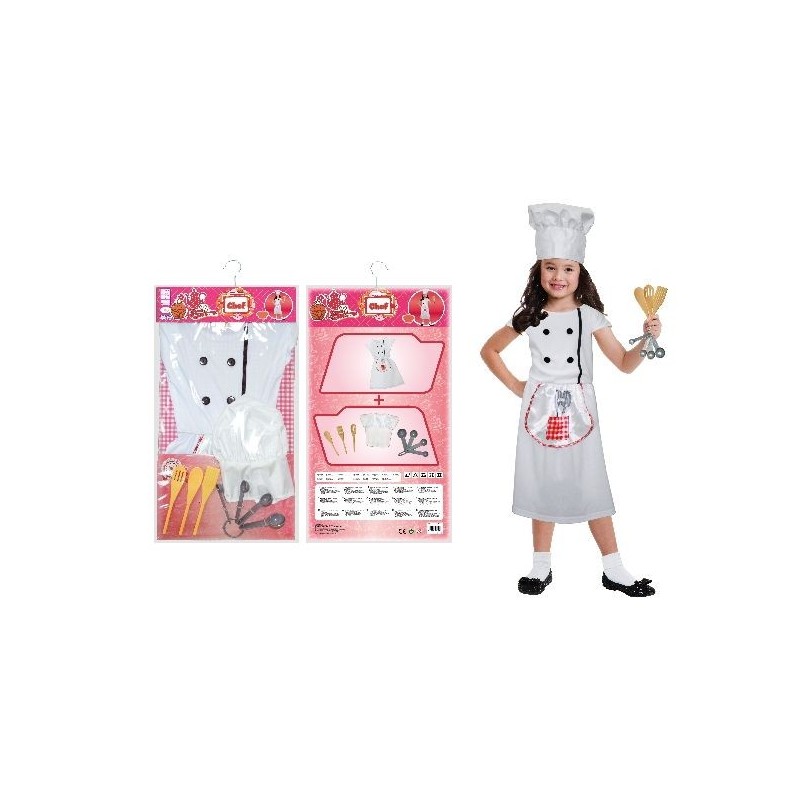 Disfraz cocinera chef para niña 3-6 años