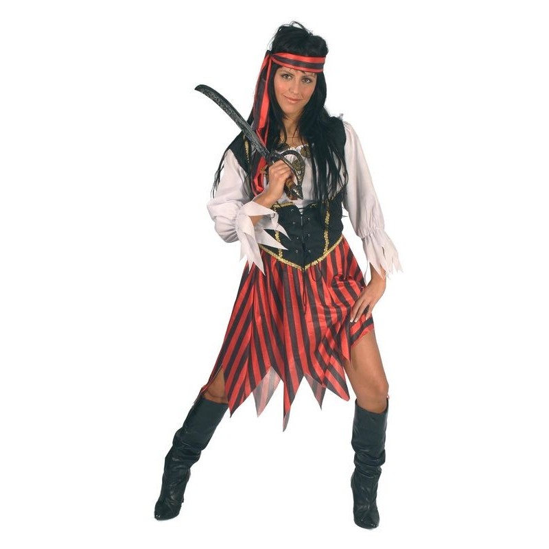 Disfraz pirata roja y negra mujer talla L 42-44