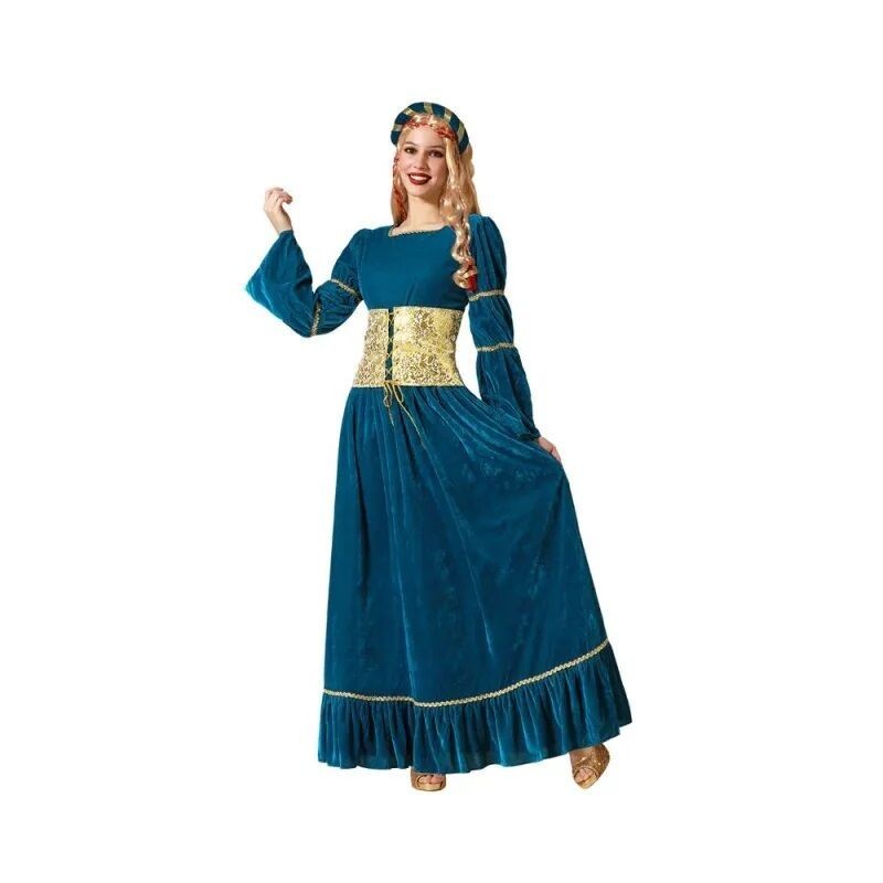 Disfraz reina medieval azul para mujer tallas