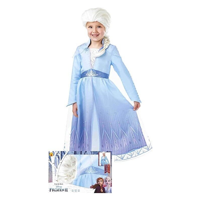 Disfraz Elsa de Frozen con peluca en caja talla 5-6 años